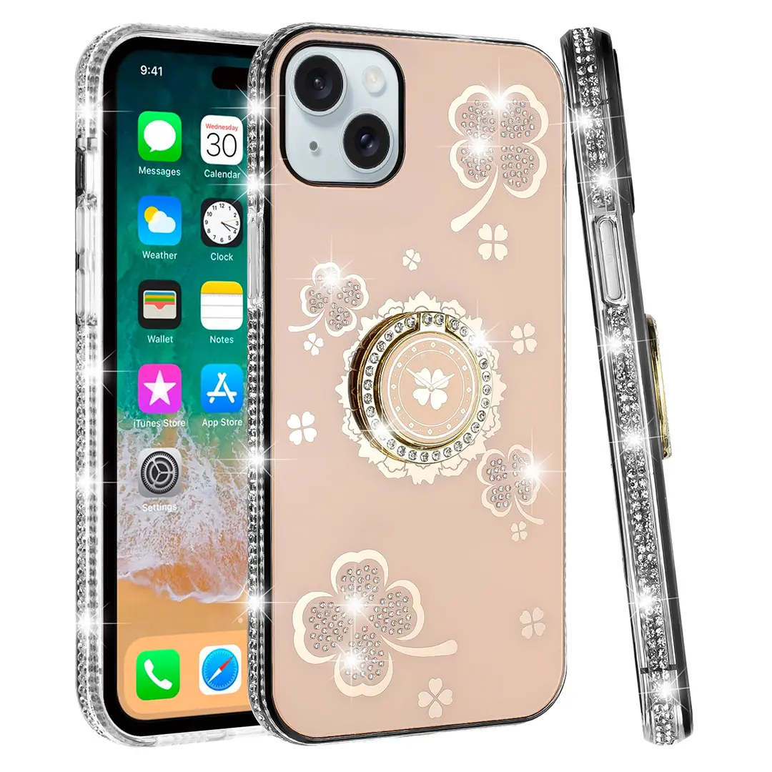 iPhone 15/iPhone 14/iPhone 13 Bling Diamond Lucky Case Gold